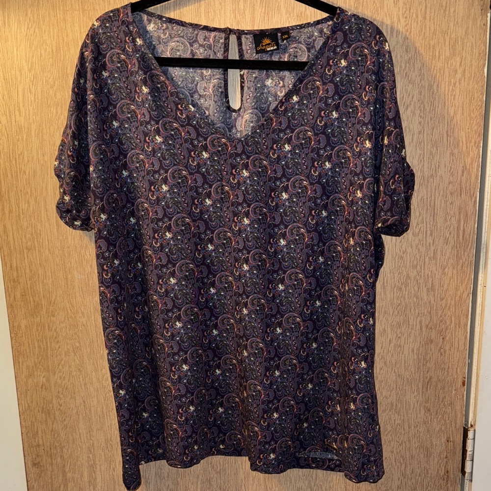 Chapati Berlin Purple V-Neck Paisley Top